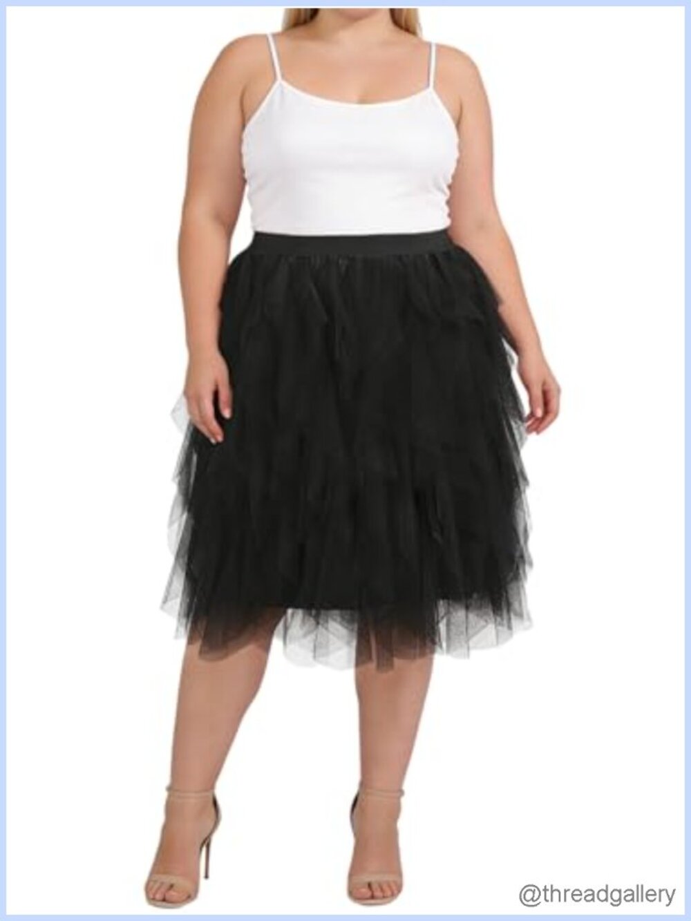 Plus Size Tulle Skirt Midi A-Line High Waist Layered Mesh Tutu for Wedding &